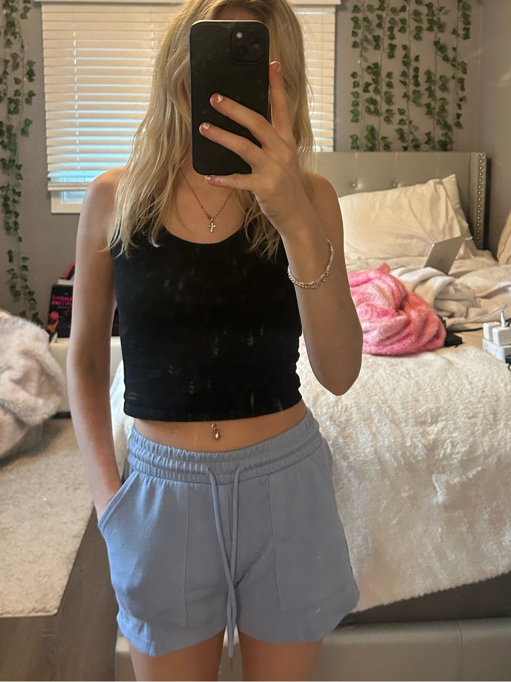 Everyday Drawstring Shorts in Light Blue